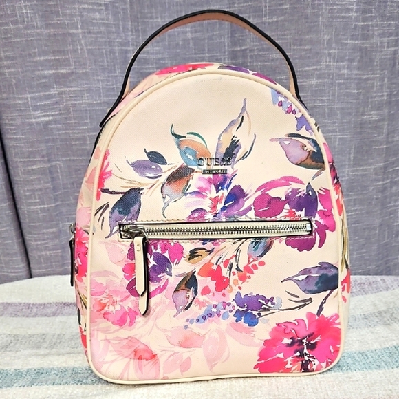 Guess Pink and Purple Floral Backpack - Picture 1 of 13